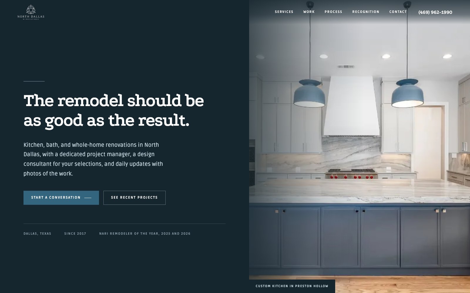The new North Dallas Renovations homepage concept